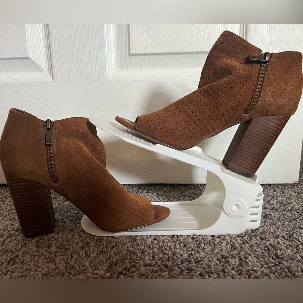 Jessica Simpson Brown Peep-Toe Heeled Boots